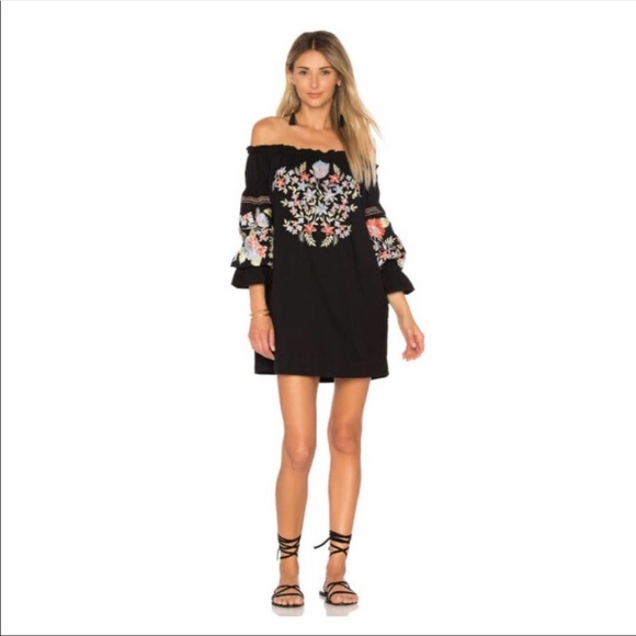 Free People |  Fleur Du Jour Embroidered Off-Shoulder Dress | Small - Picture 5 of 16